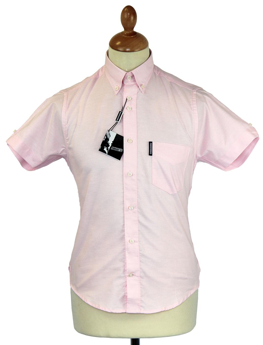 LAMBRETTA Retro Mod Short Sleeve Oxford Shirt PINK