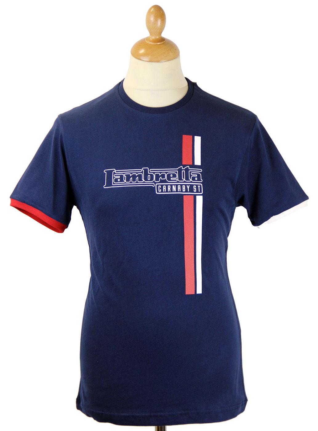 LAMBRETTA Retro Mod Racing Stripe Logo T-shirt (N)