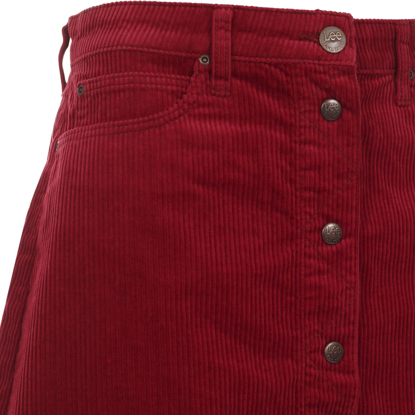 LEE JEANS Womens Retro Cord A-Line Mini Skirt Biking Red