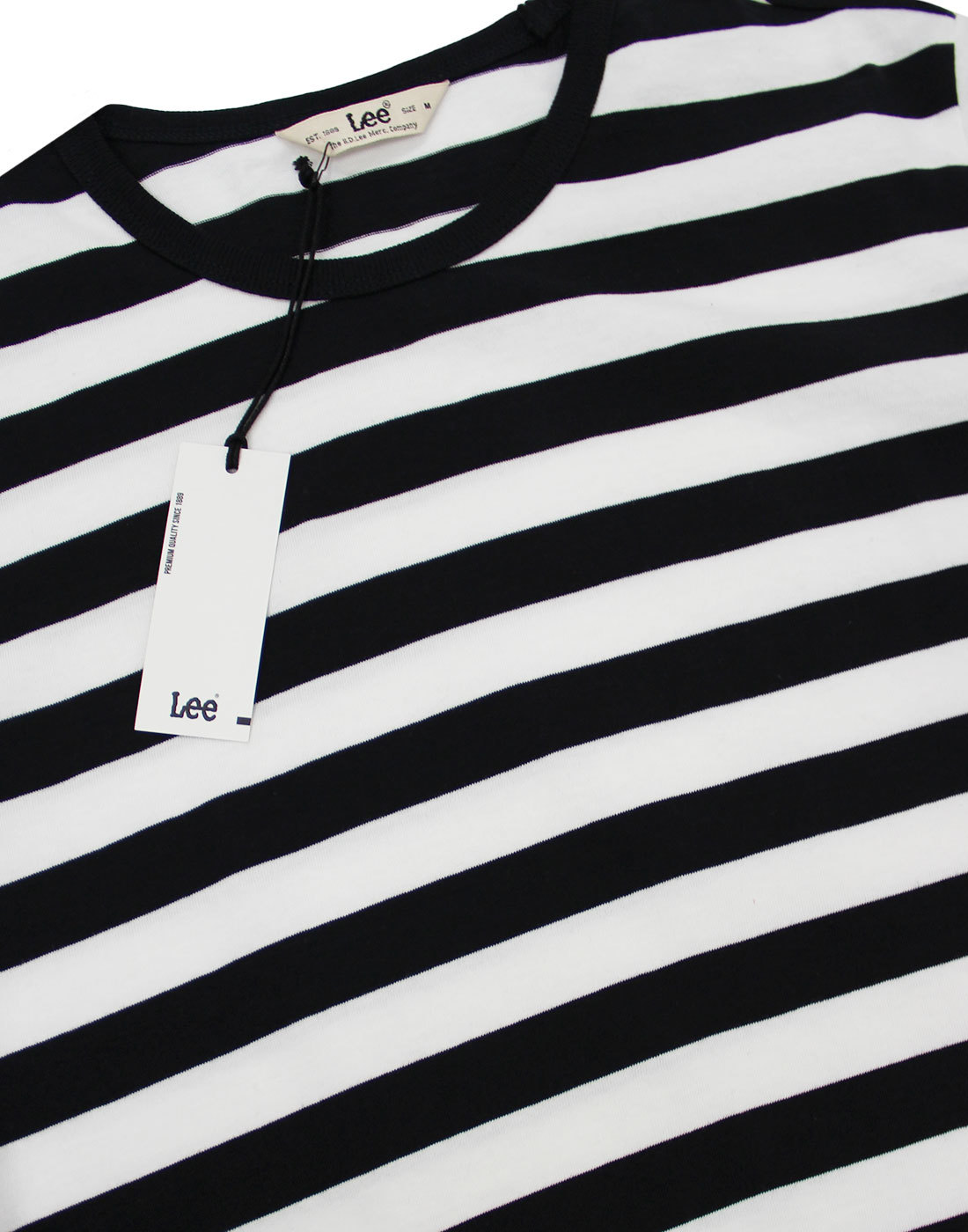 LEE Men's Retro 60s Mod Bold Stripe Crew Neck T-shirt Black/White