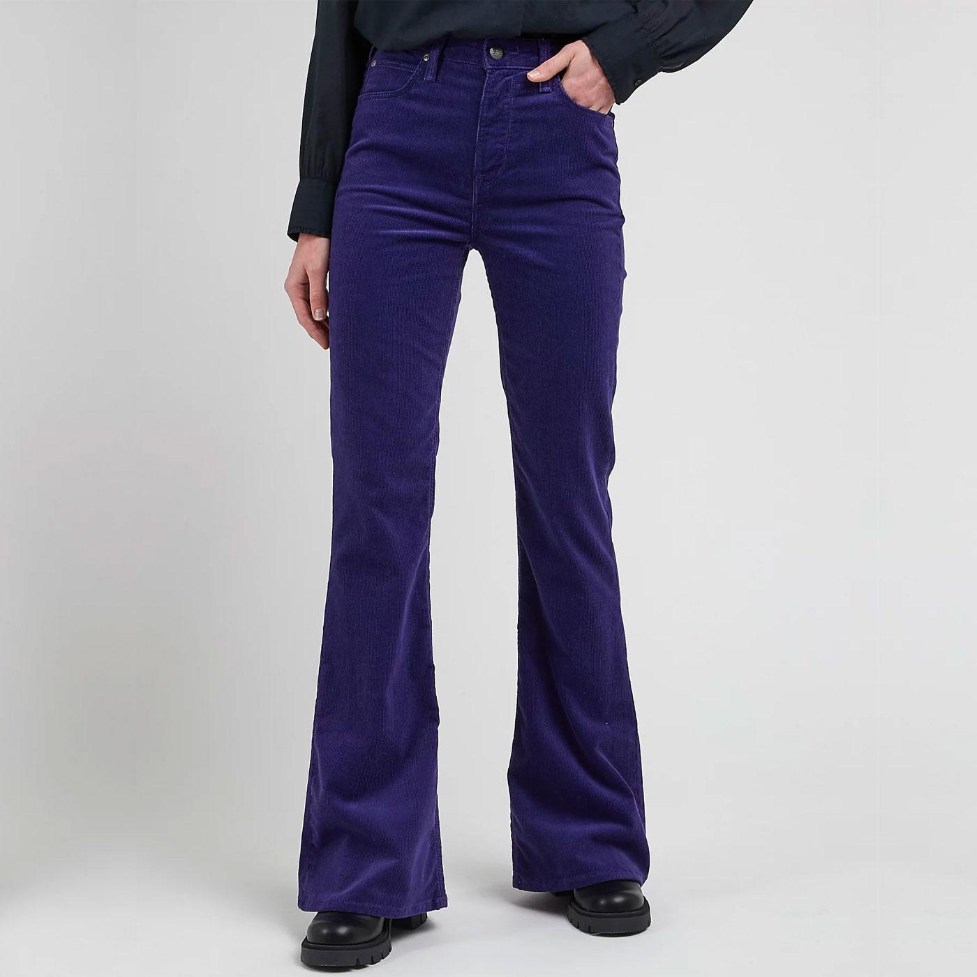 Breese Lee Retro 70s Flared Cord Jeans  Blueberry