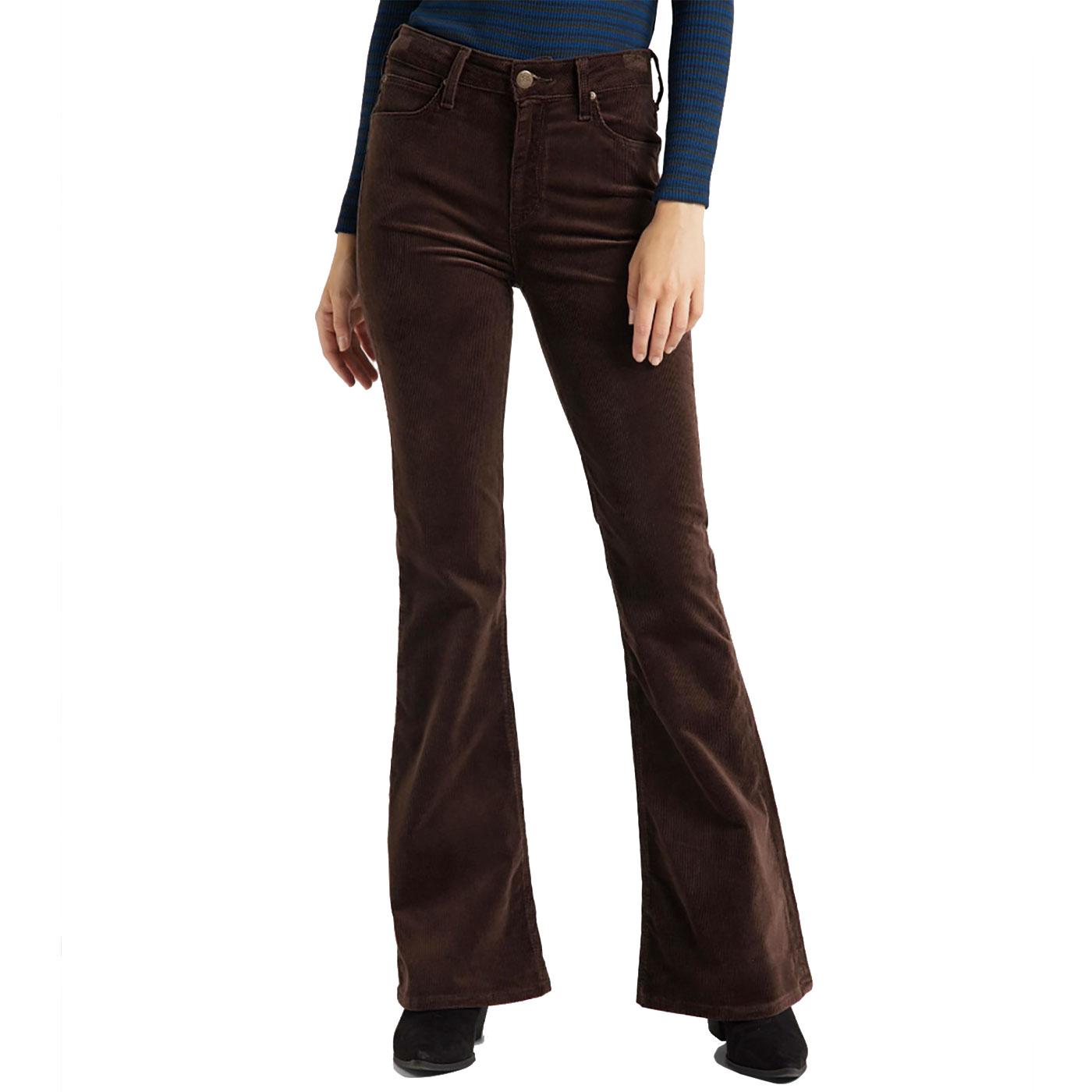 LEE 'Breese' 70's High Waist Cord Flares in Winter Brown