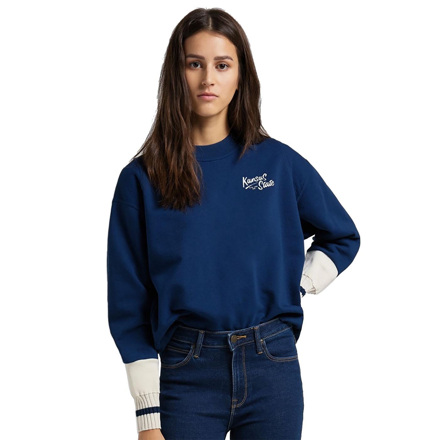 LEE Womens Cut & Sew Raglan Sweatshirt in Washed Blue