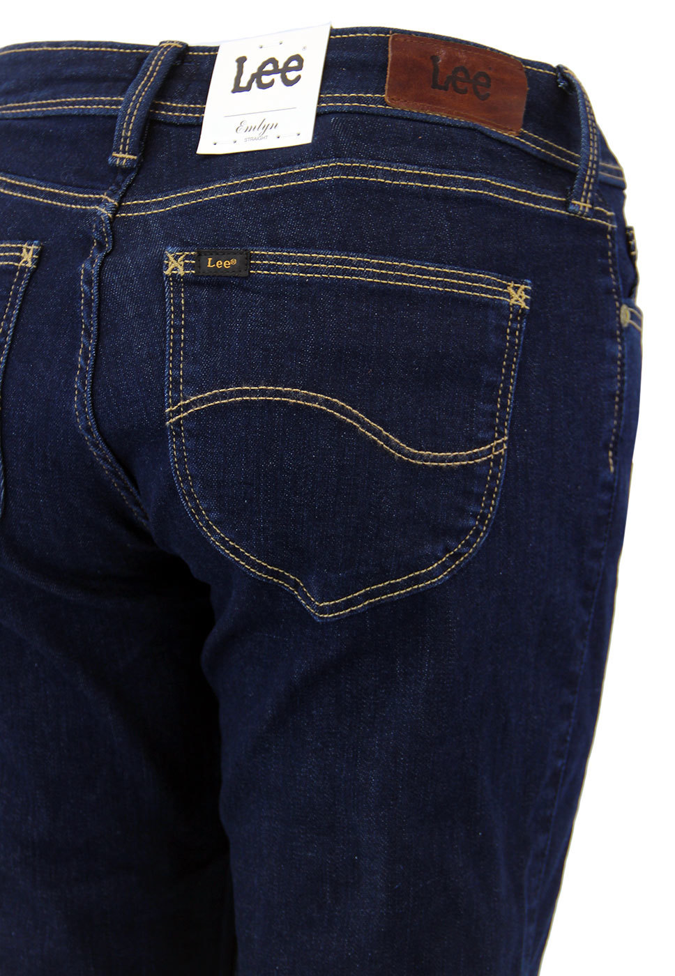 Emlyn LEE Retro Indie Straight Tapered Fit Denim Jeans Solid Blue