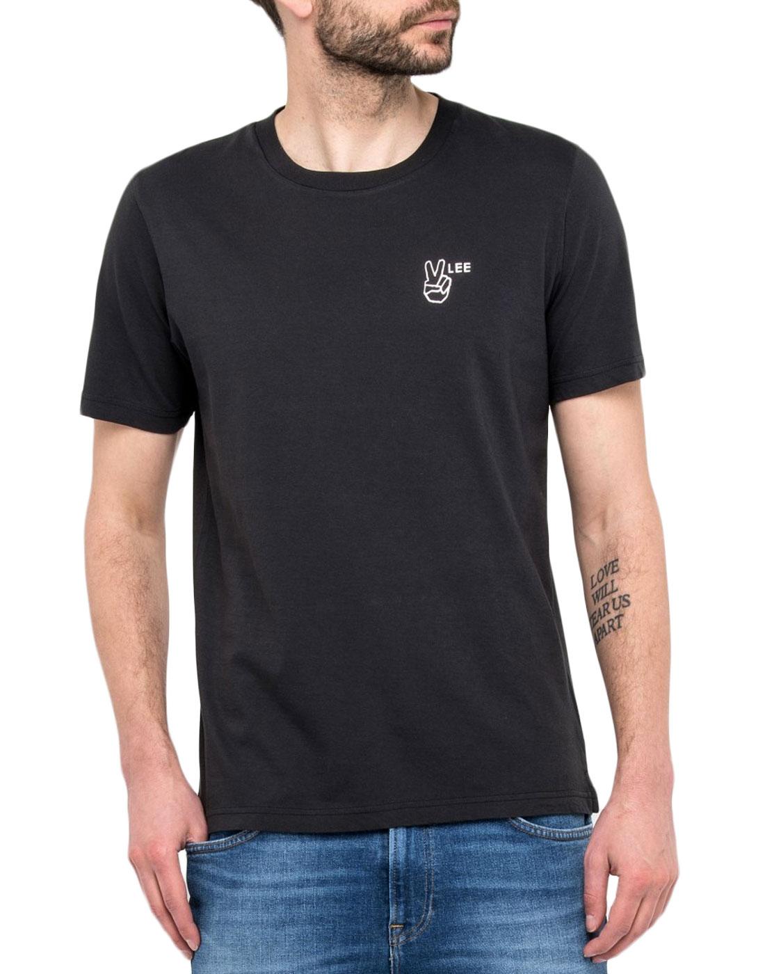LEE Retro 1990s Peace Sign Logo T-shirt BLACK