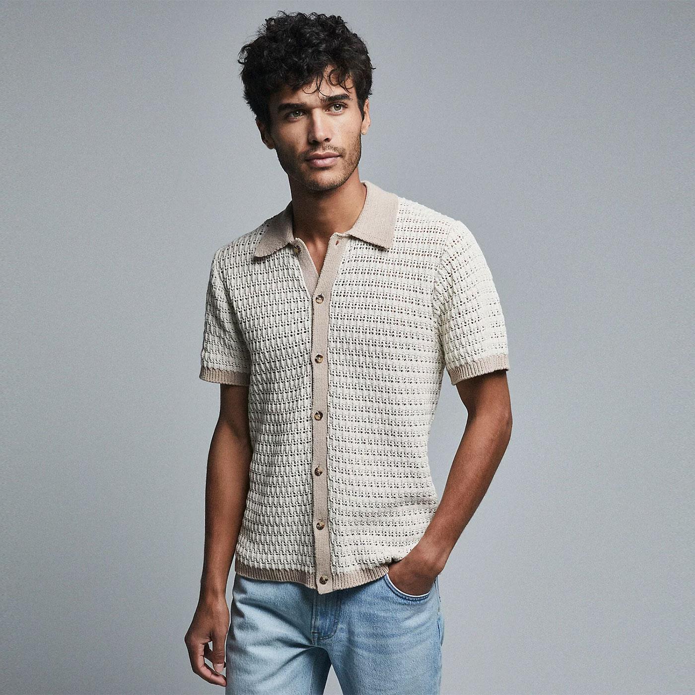 Lee Jeans Open Weave Button Up Sweater Polo (SB)