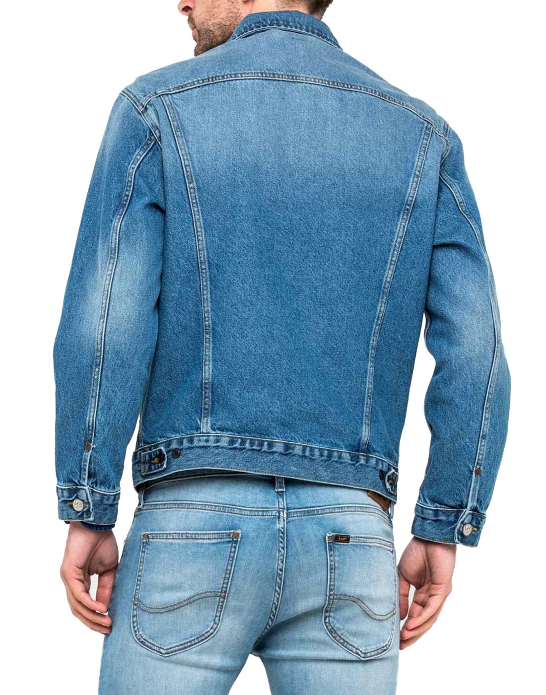 LEE JEANS Rider Retro 70s Rigid Denim Jacket in Blue
