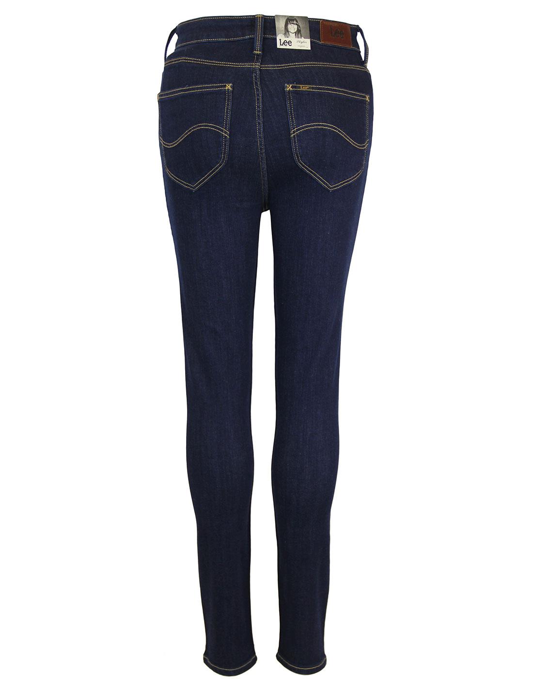 LEE Skyler Retro Mod High Waist Skinny Denim Jeans in Solid Blue