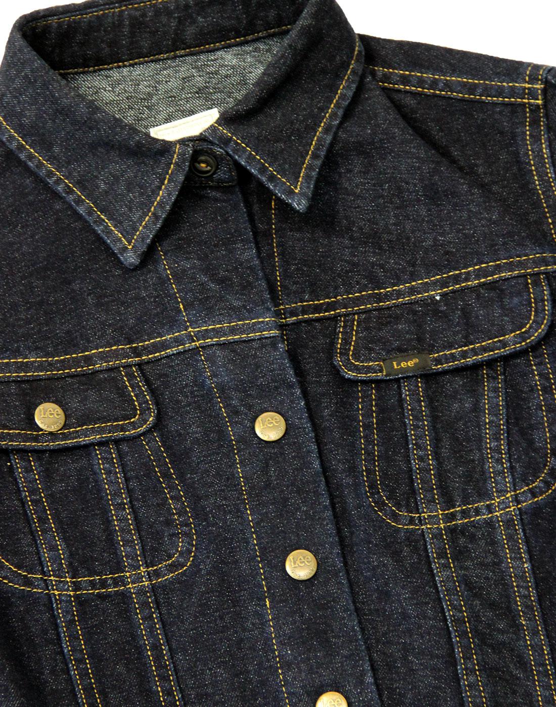 LEE Retro 70s Collared Button Through Indigo Rinse Denim Dress