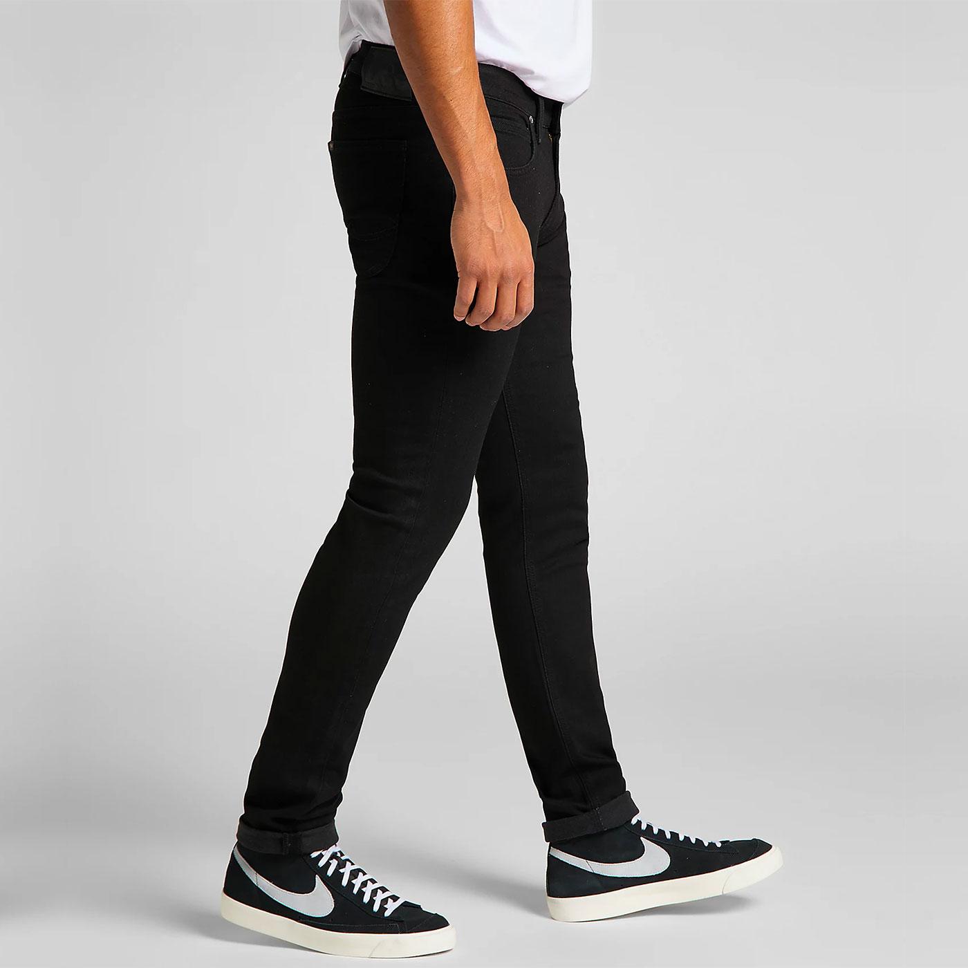 Lee Luke Retro Low Stretch Slim Tapered Jeans in Clean Black