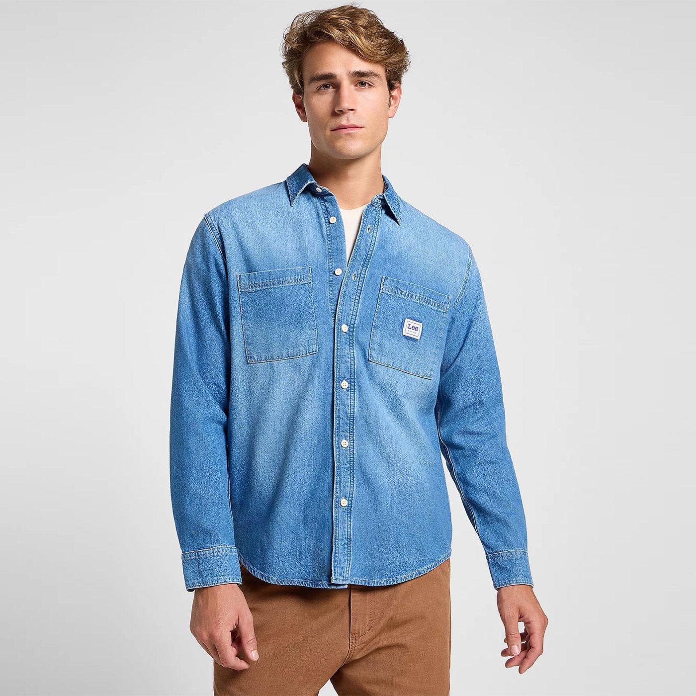 Lee Jeans Men's Retro Mid Denim Workwear Shirt 2.0