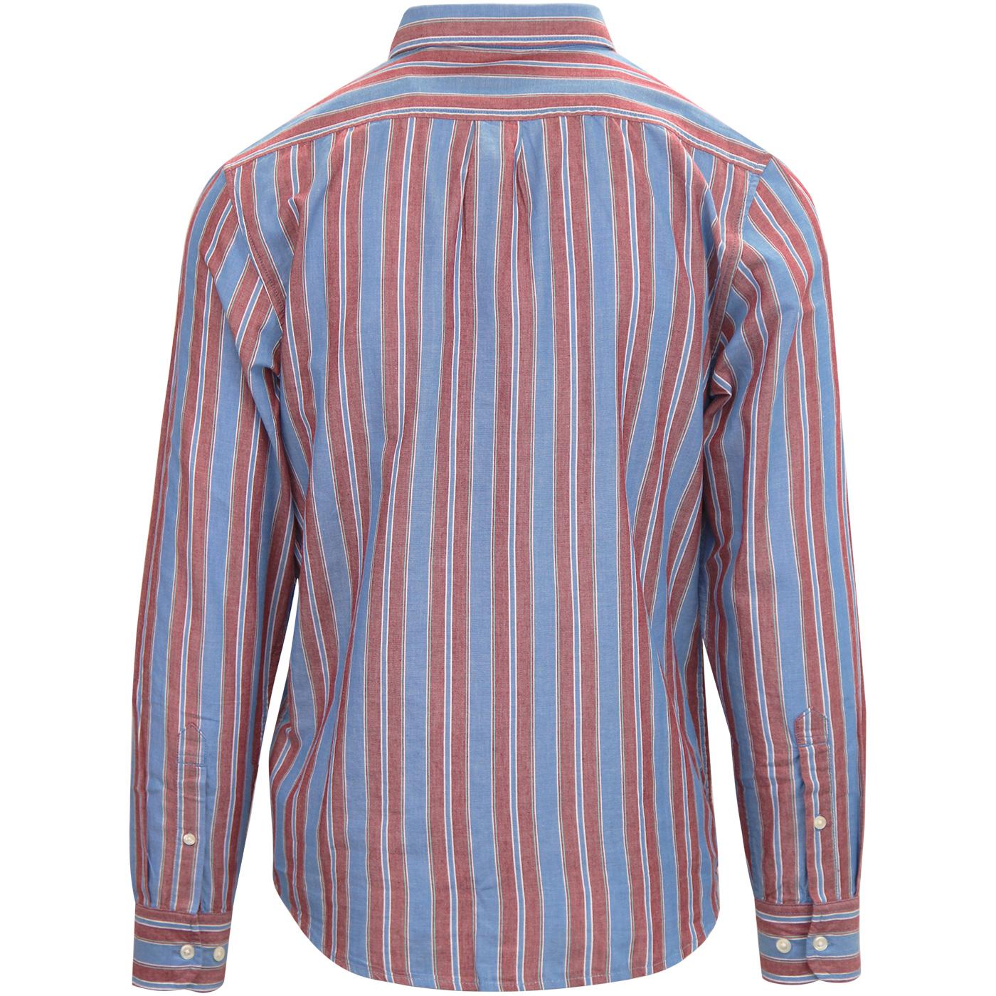LEE Retro Mod Button Down Multi Stripe Shirt in Dipped Blue