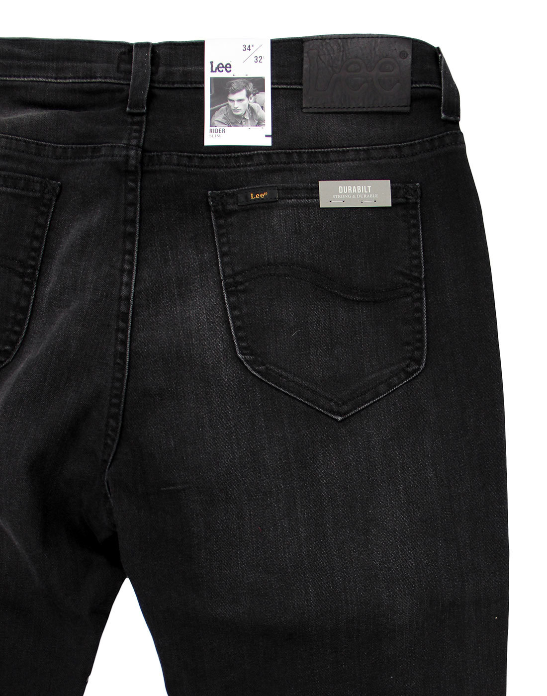 LEE Rider Men's Retro Indie Mod Black Worn Slim Denim Jeans