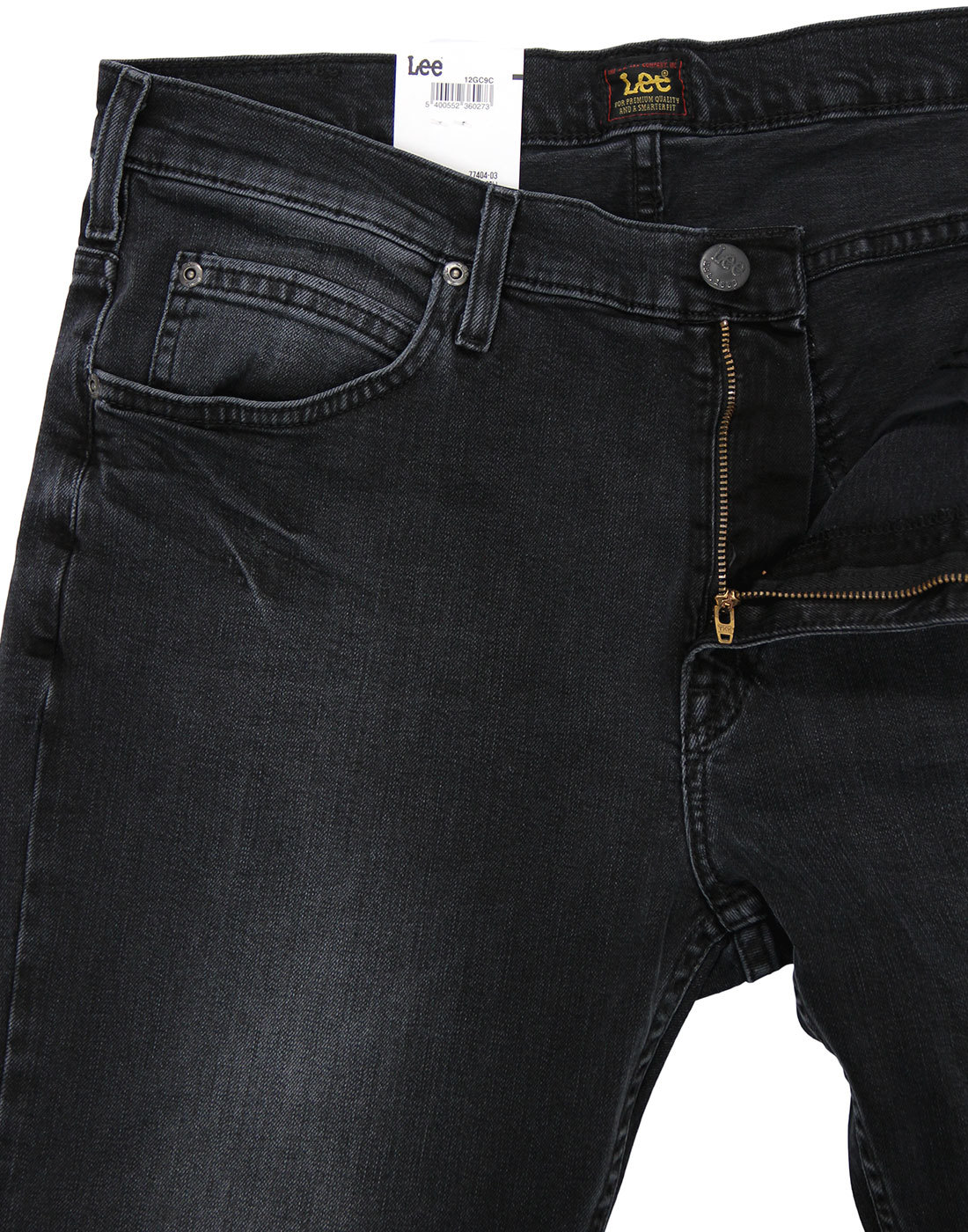 LEE Rider Retro Mod Slim Leg Distressed Dark Raven Denim Jeans