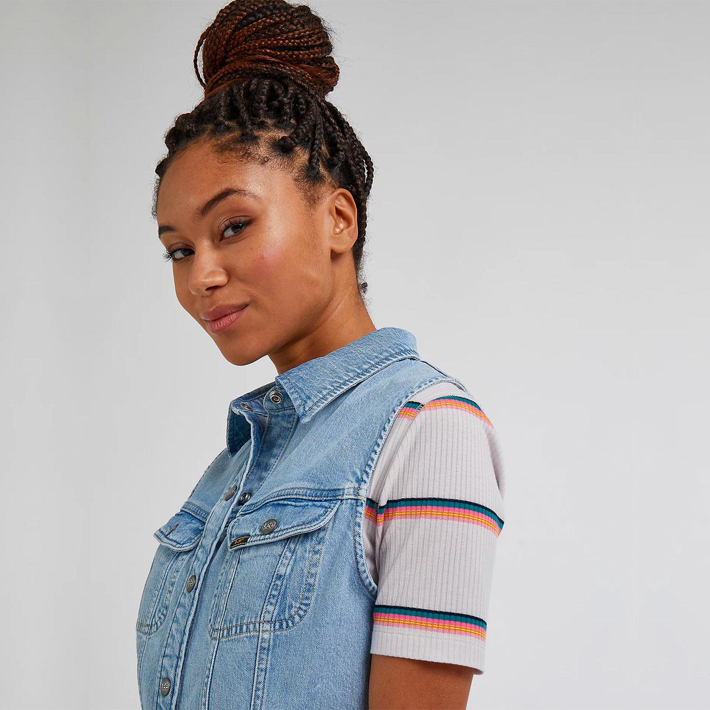 Lee Retro Sleeveless Denim Dress in Frosted Blue