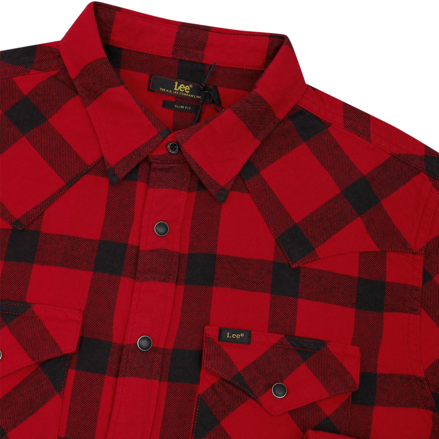 LEE Men's Retro Mod Lumberjack Check Western Shirt in Red