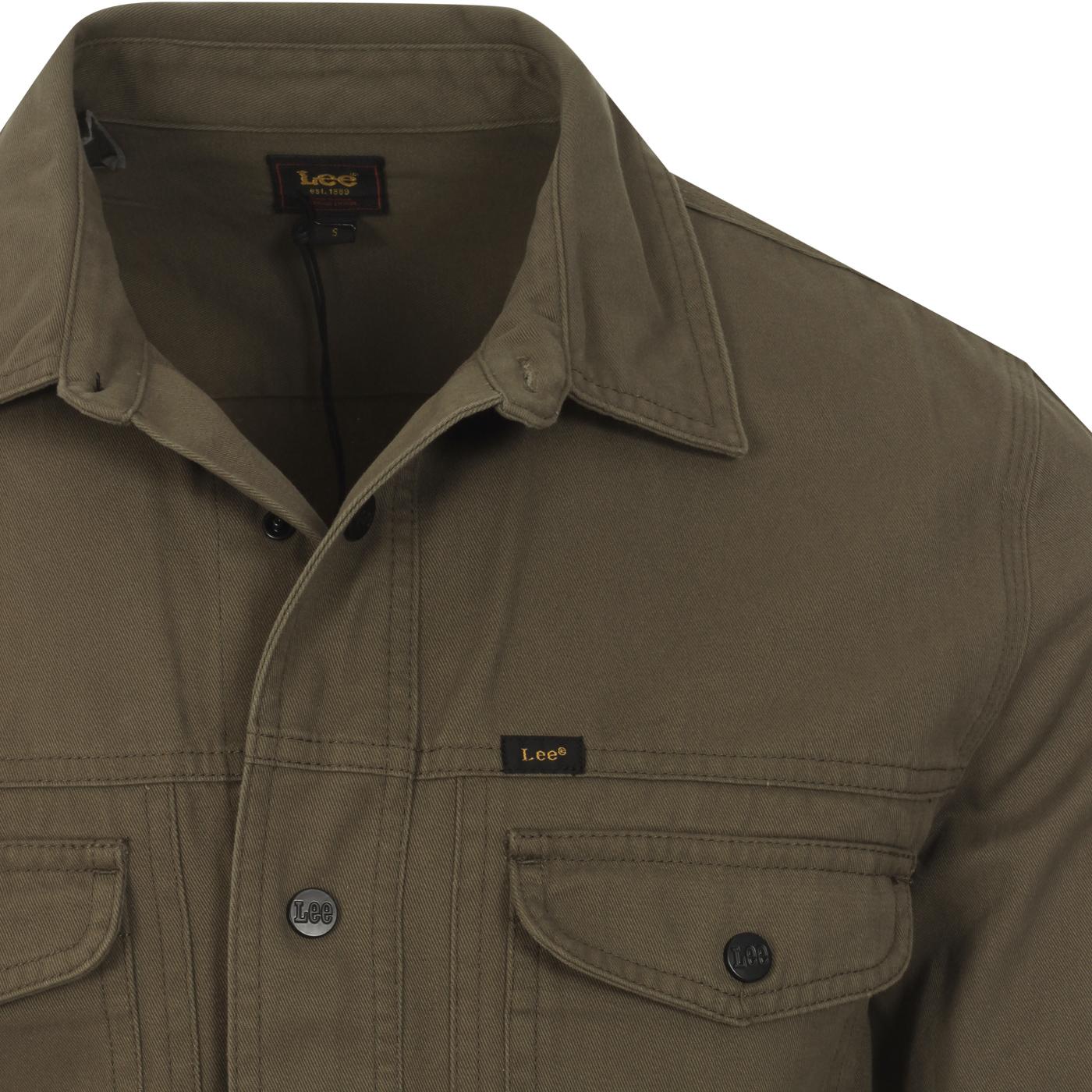 LEE Men's Retro Military Worker Over Shirt in Olive Green