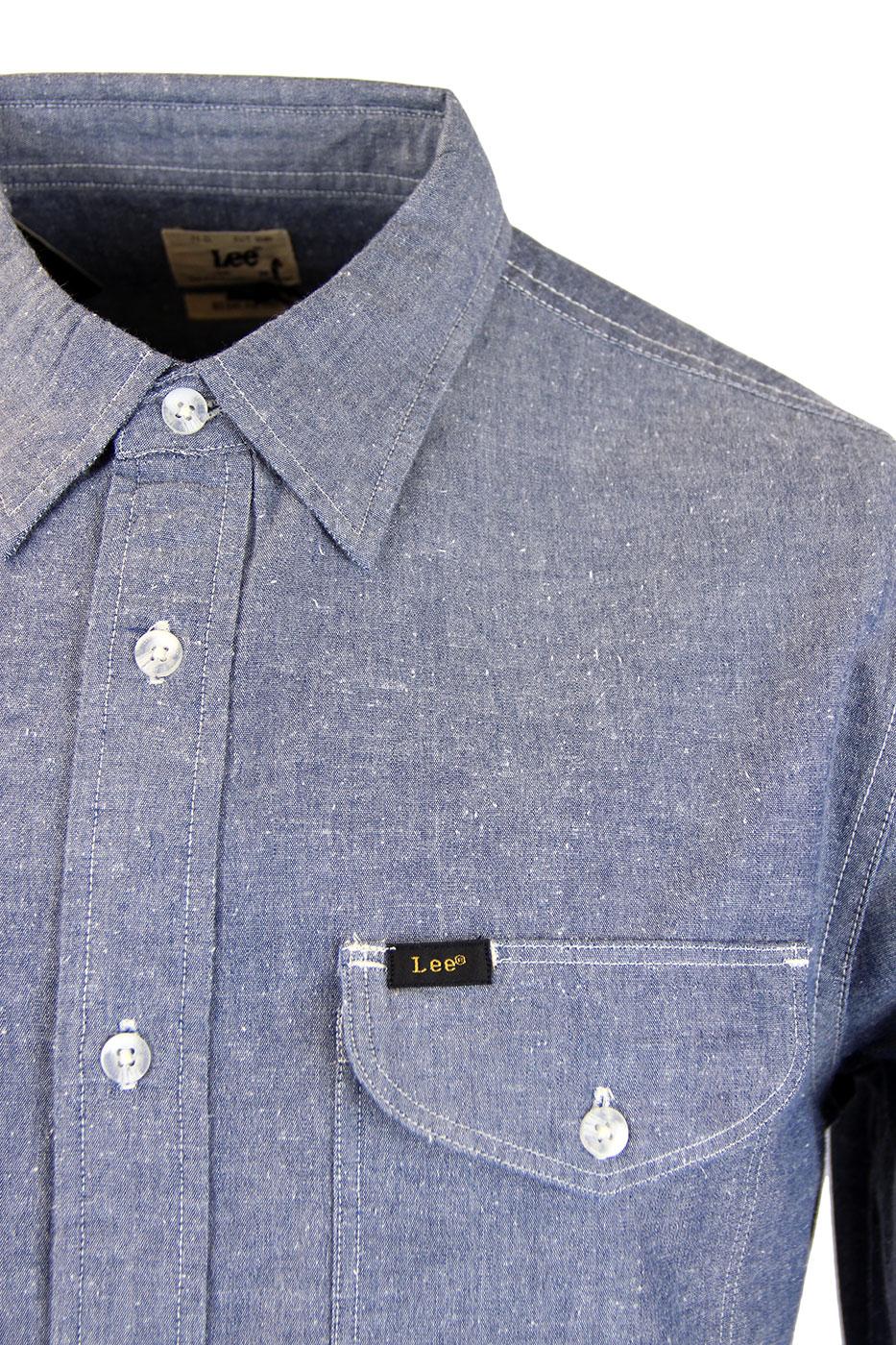 LEE Retro Indie Mod Double Pocket Classic Worker Shirt in Navy