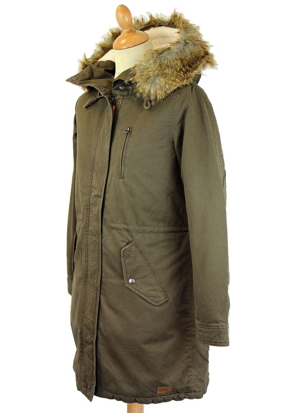 LEE Parka Retro 60s Mod Fleece Lined Hooded Parka Jacket