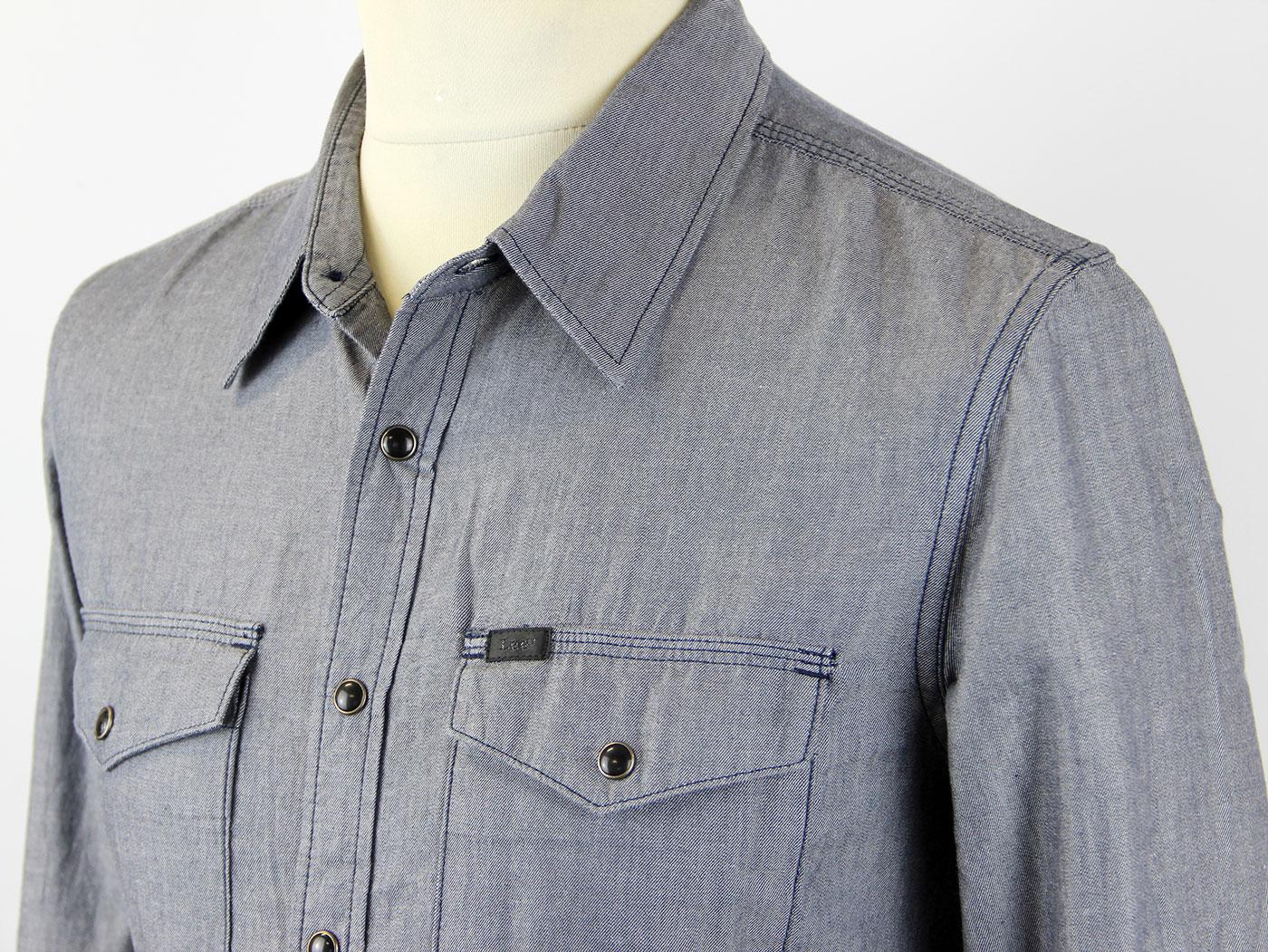 LEE Slim Fit Retro Indie Mod Chambray Western Shirt Graphite