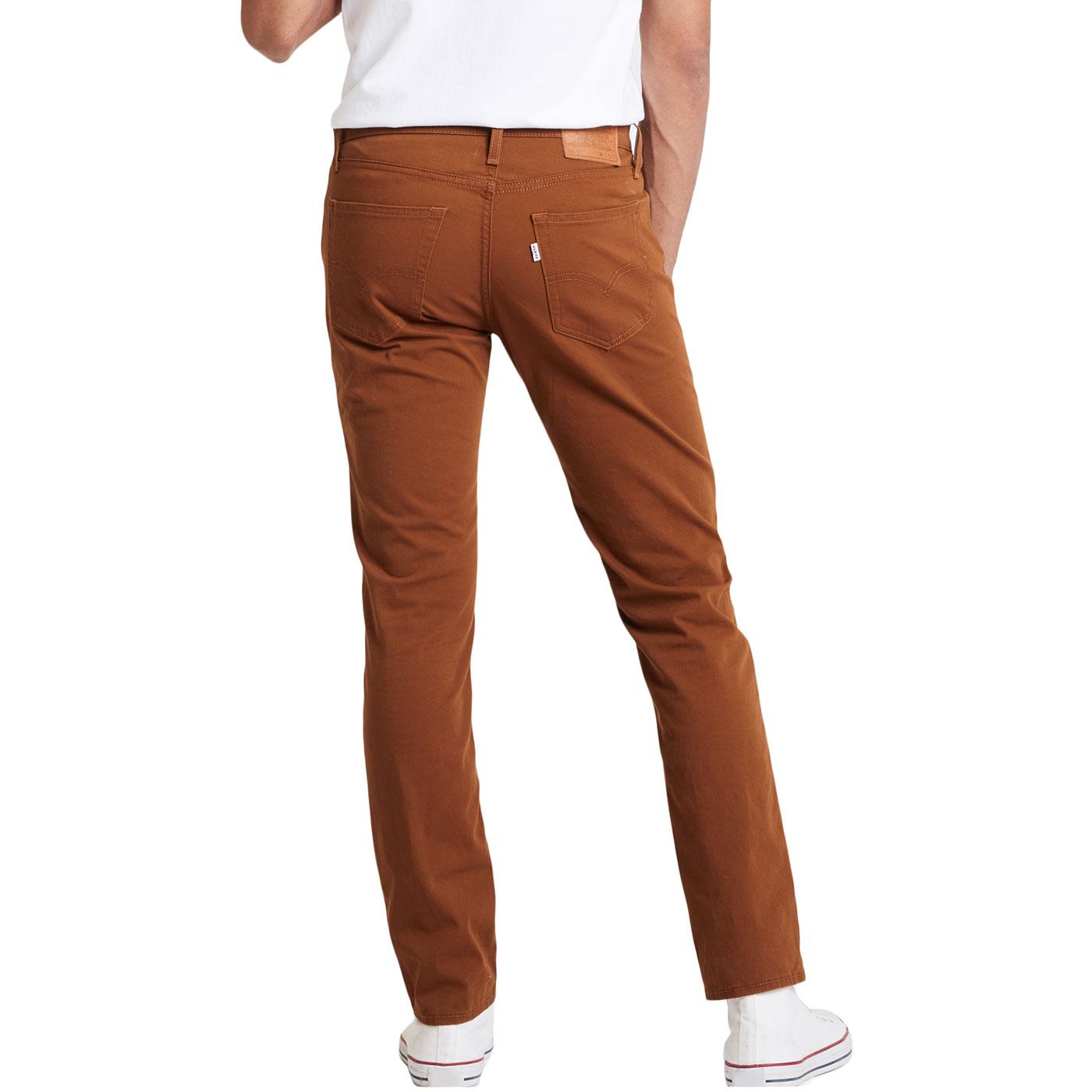 LEVI'S 511 Mens Slim Fit Chino Trousers in Monks Robe Brown
