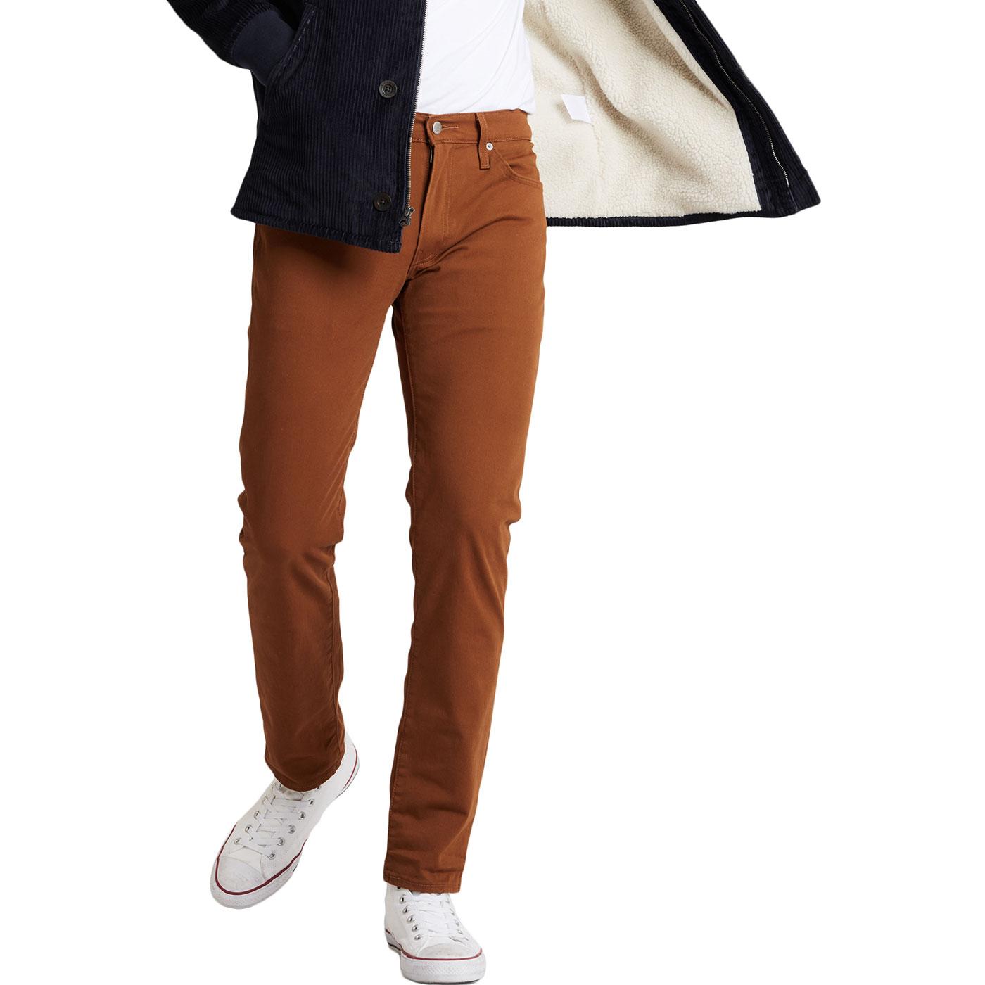 LEVI'S 511 Mens Slim Fit Chino Trousers in Monks Robe Brown