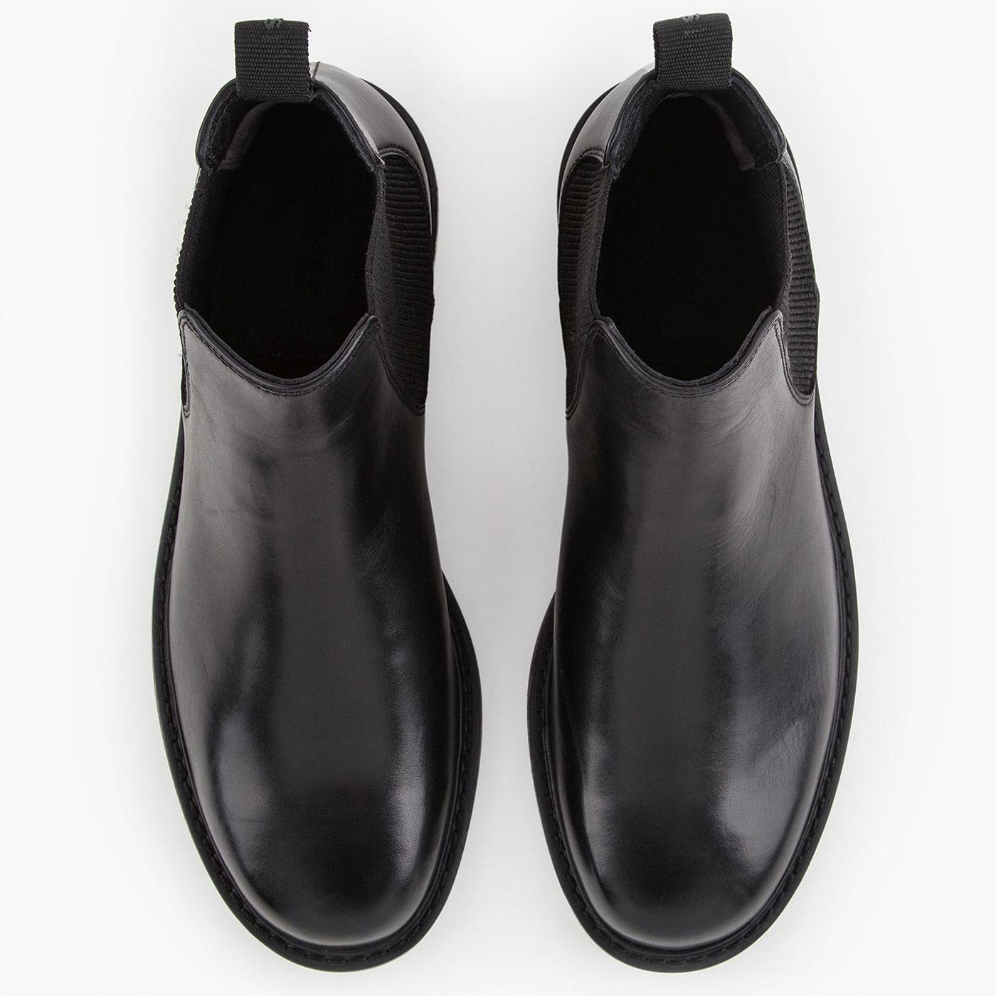 Levi Men's Amos Leather Retro Mod Chelsea Boots in Full Black