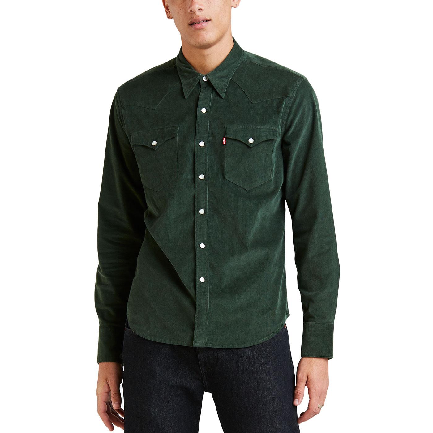 levi's green corduroy western shirt