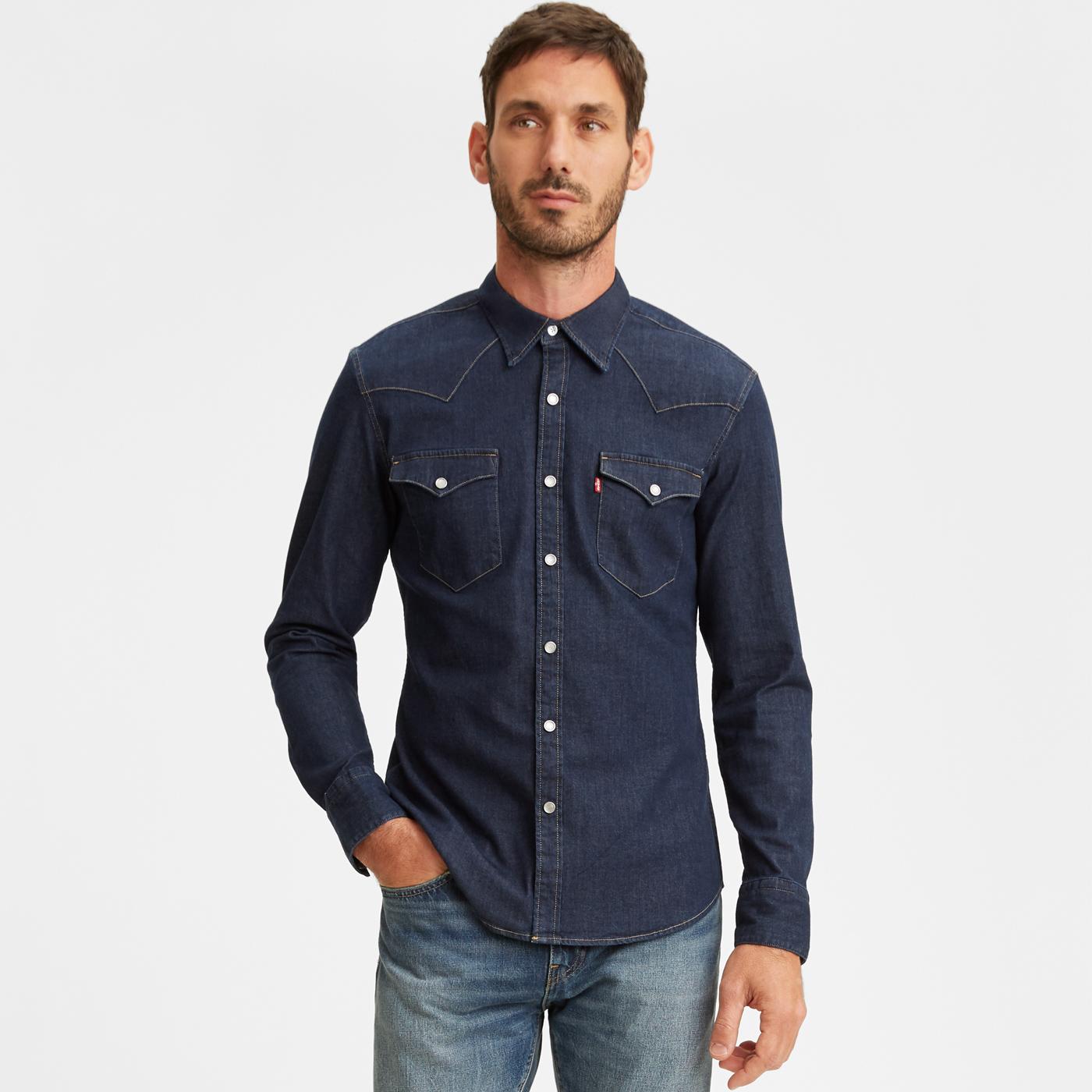 Barstow LEVI'S Iconic Western Slim Shirt in Red Cast Rinse