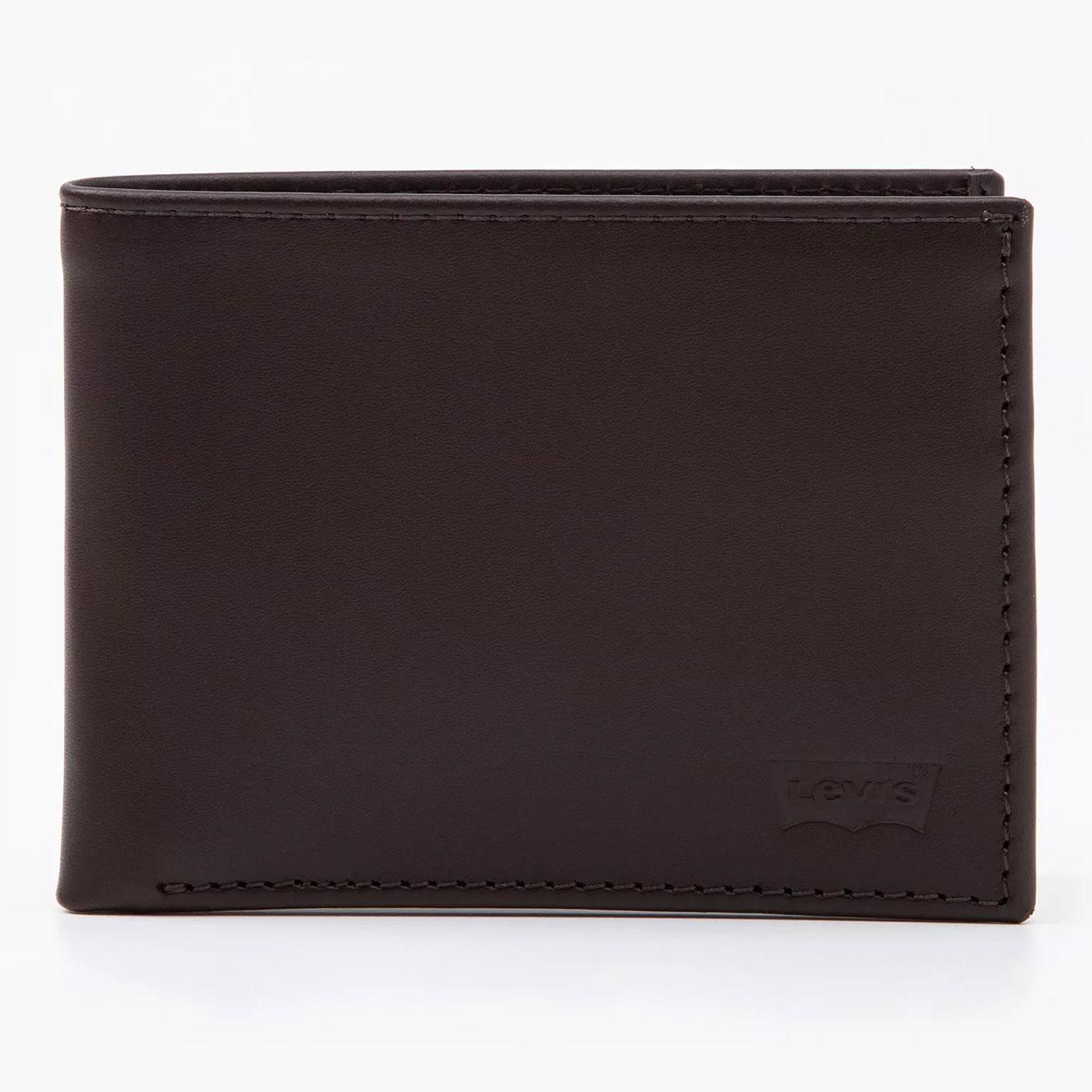 Levi's® Full Grain Leather Bifold ID Wallet Brown