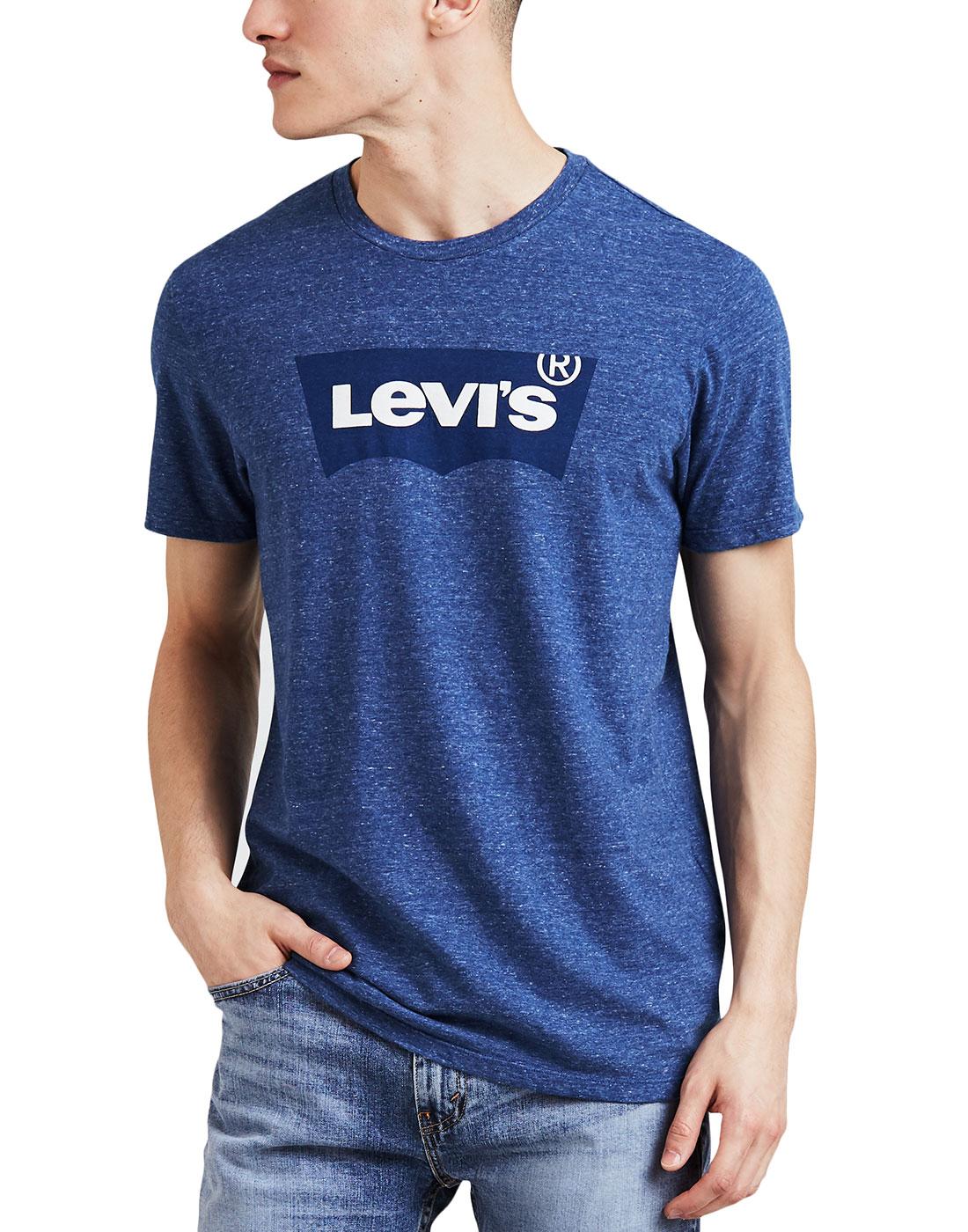 LEVI'S Batwing Flock Retro Housemark Graphic Tee in Blue