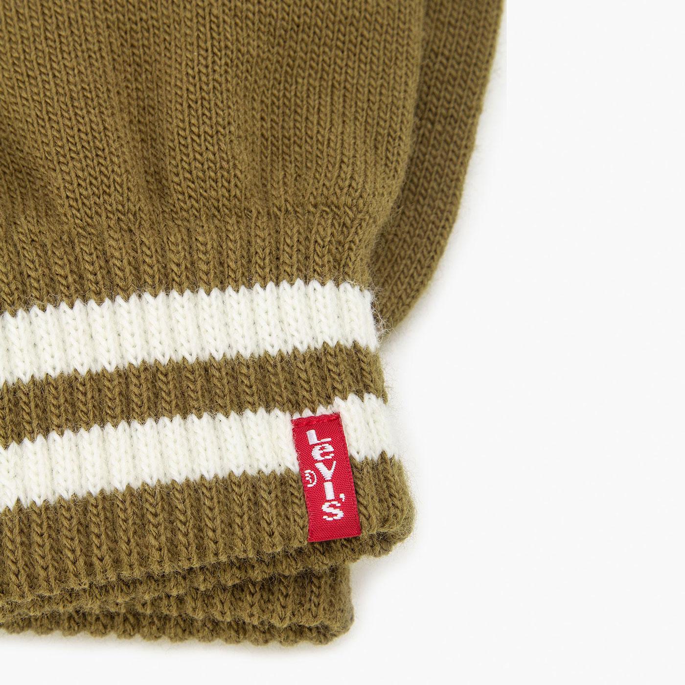 Levi's® Ben Touchscreen Retro Ribbed Cuffed Gloves Army Green