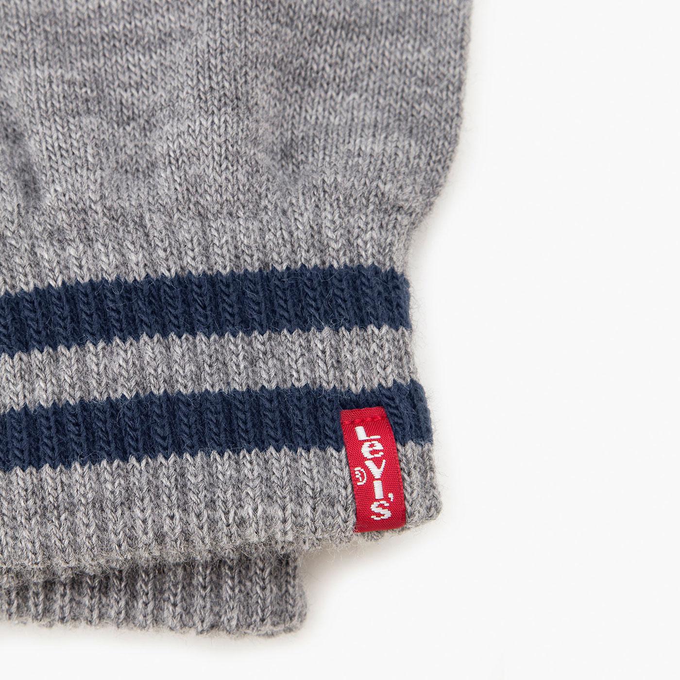 Levi's® Ben Touchscreen Retro Ribbed Cuffed Gloves Light Grey