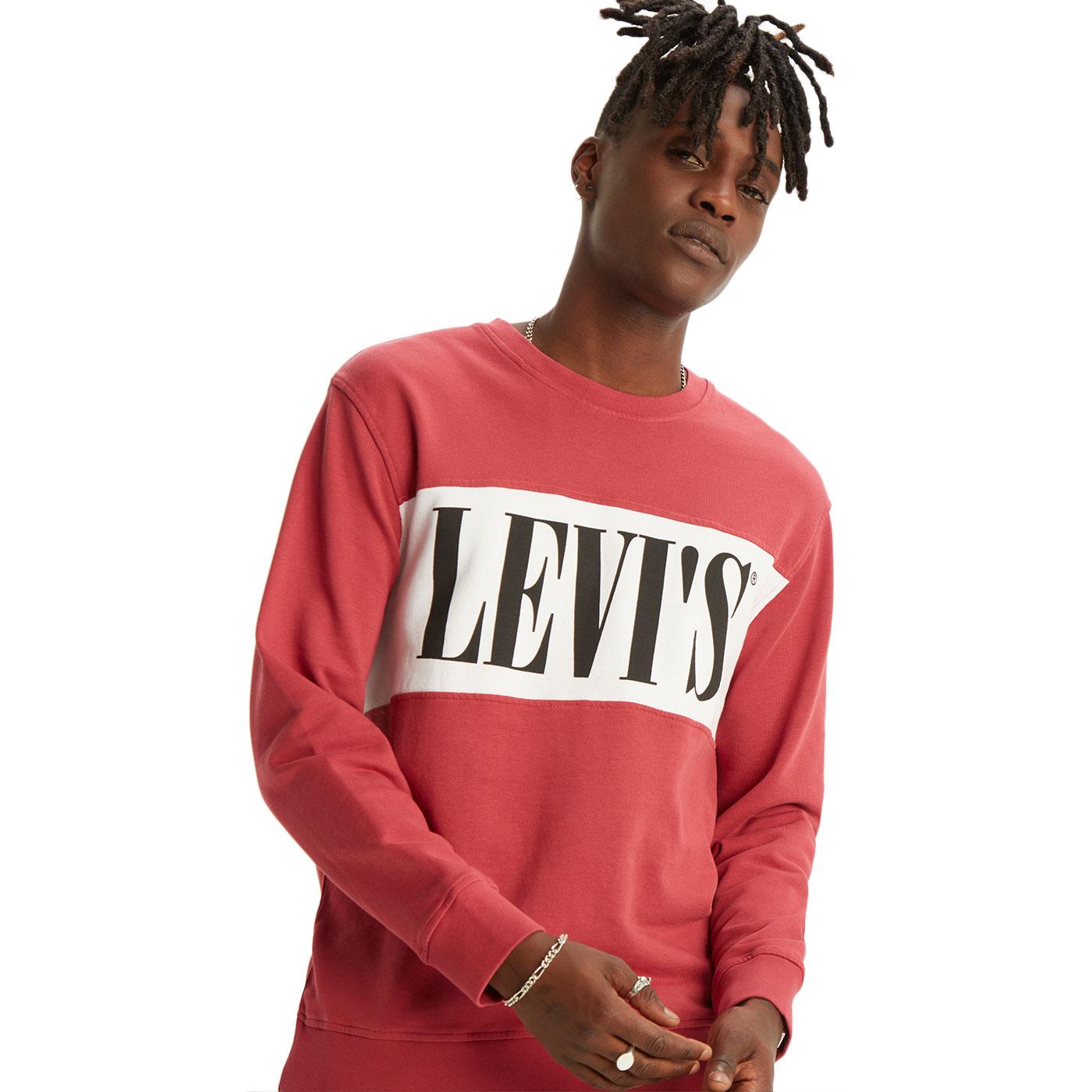 LEVI'S Retro Logo Colourblock Crew Sweatshirt RED
