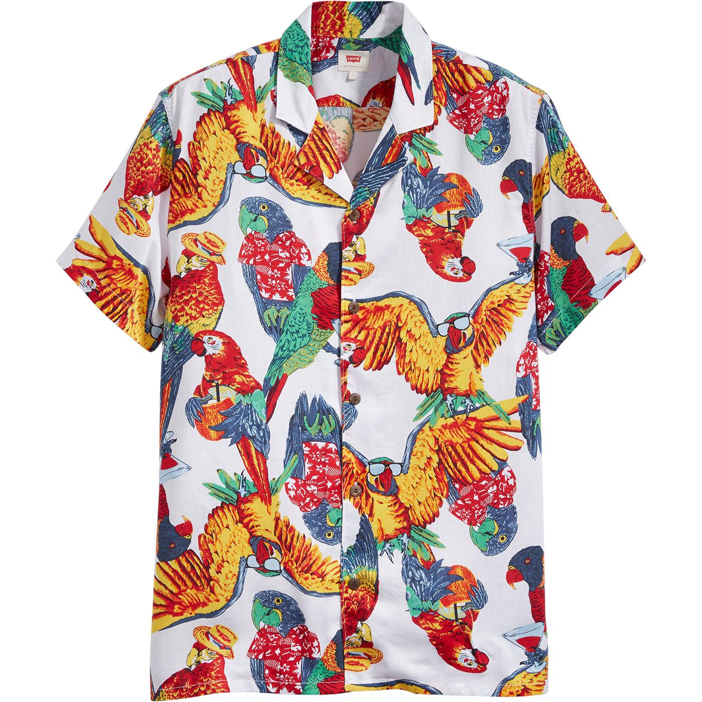 LEVI'S Cubano Men's Retro 70s Parrot Print Resort Collar Shirt