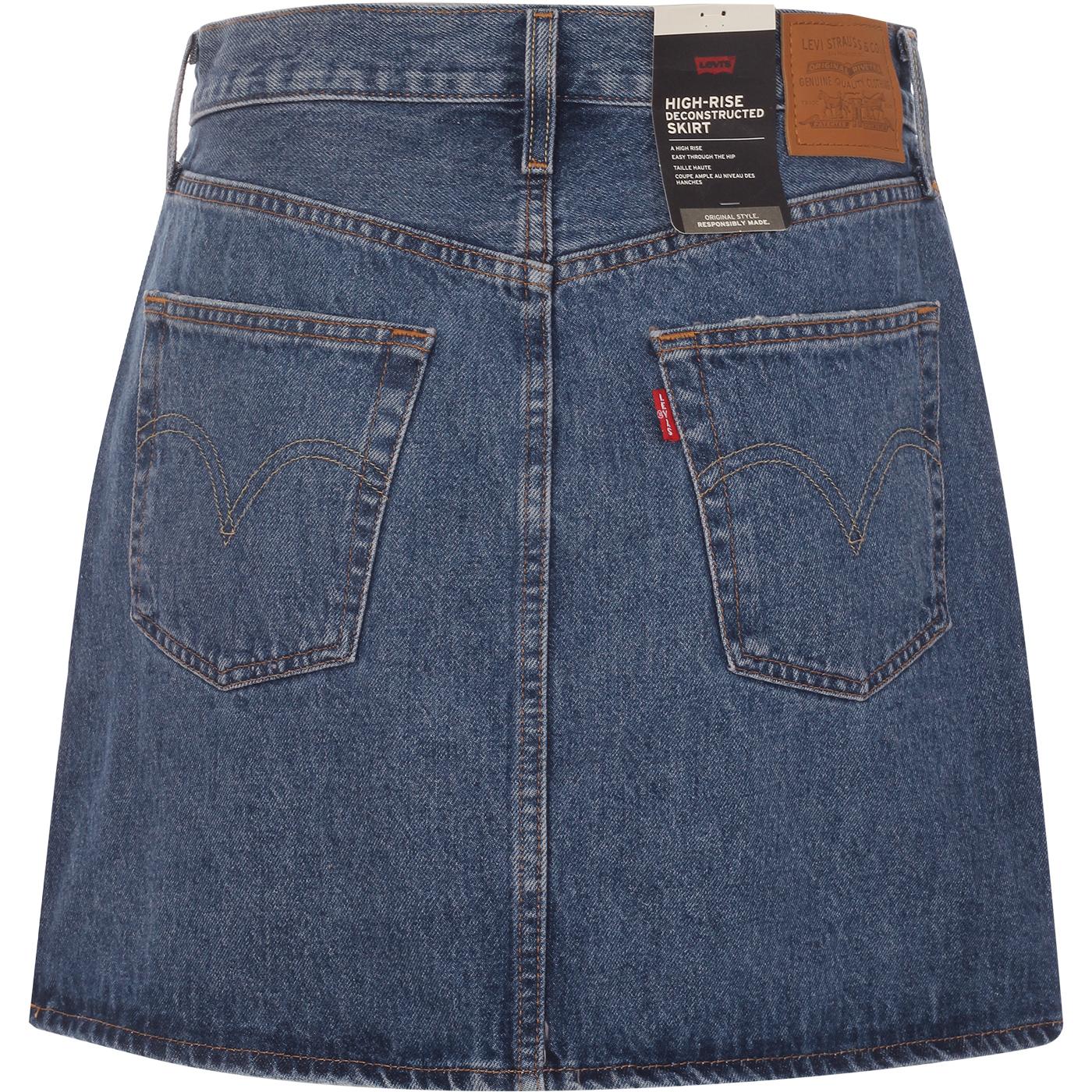 LEVI'S High Rise Deconstructed Button Fly Denim Skirt Troy Tricks