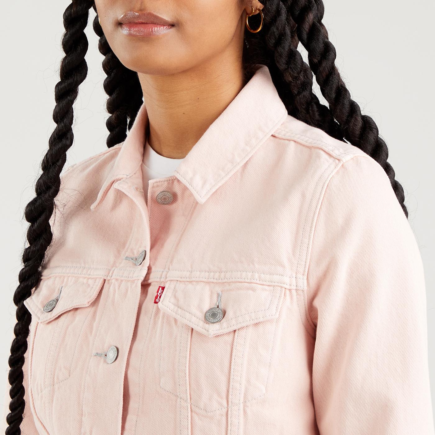 Pink denim jacket clearance levis