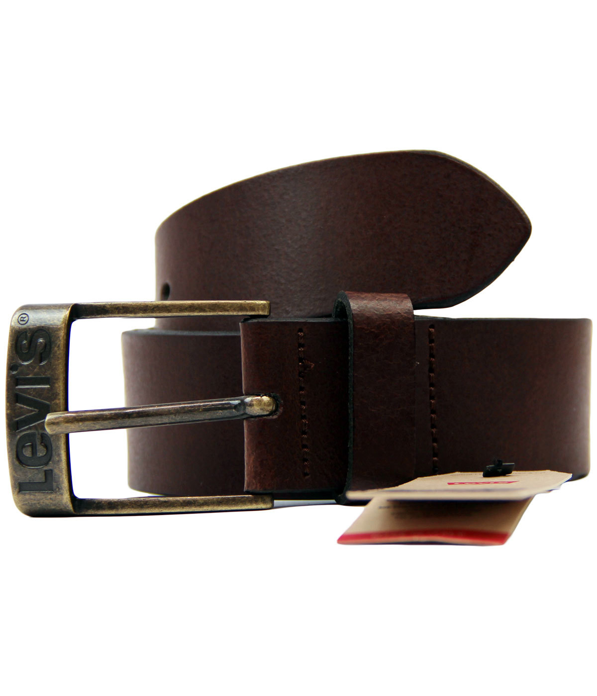 LEVI'S® Duncan Retro Mod Leather Belt in Bordo with Logo Buckle