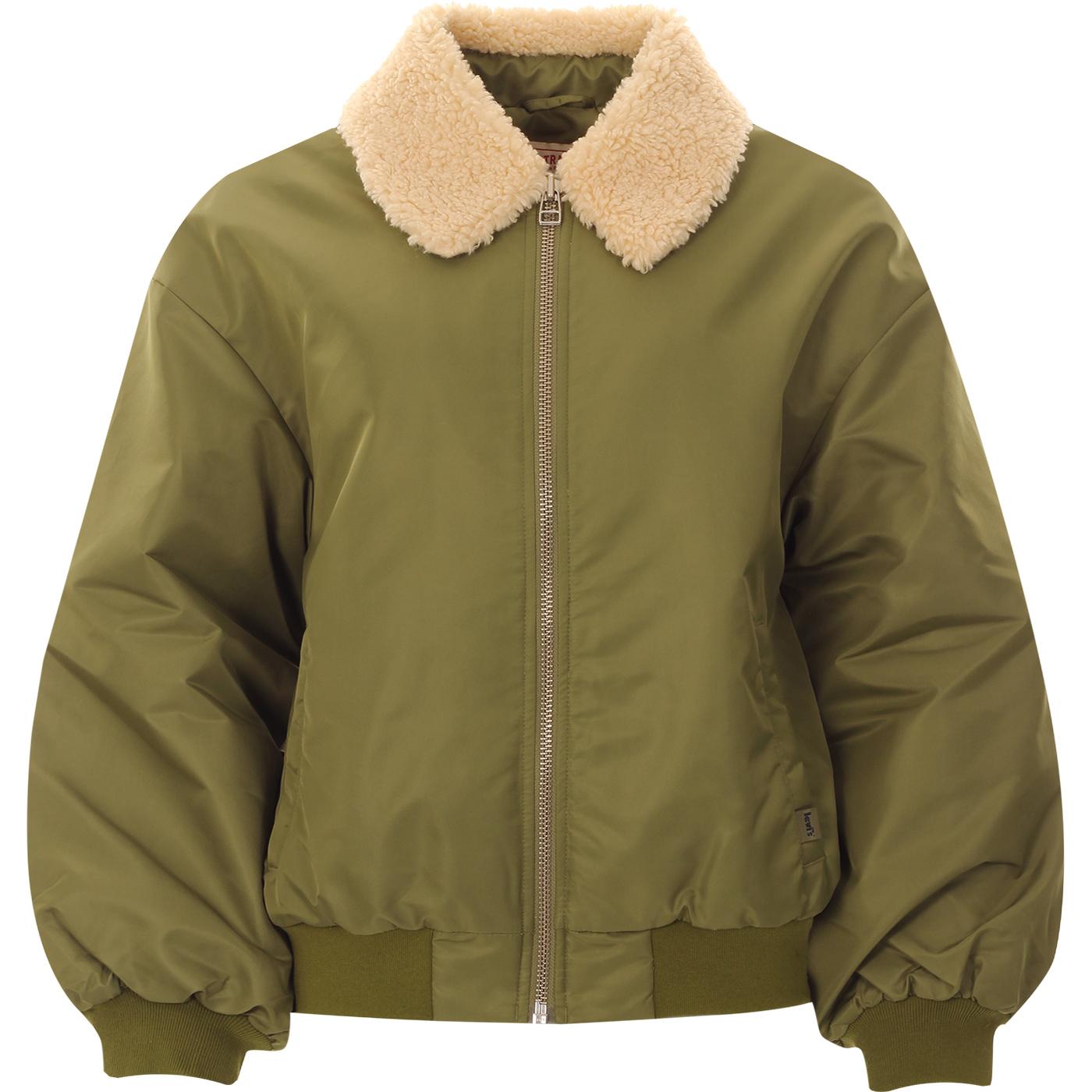 LEVI'S Elise Retro Sherpa Collar Bomber Jacket in Olive