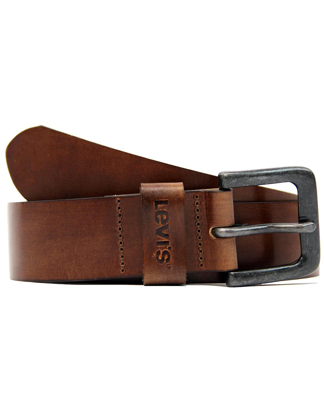 LEVI'S® Stinson 60s Horse Logo Leather Belt in Brown