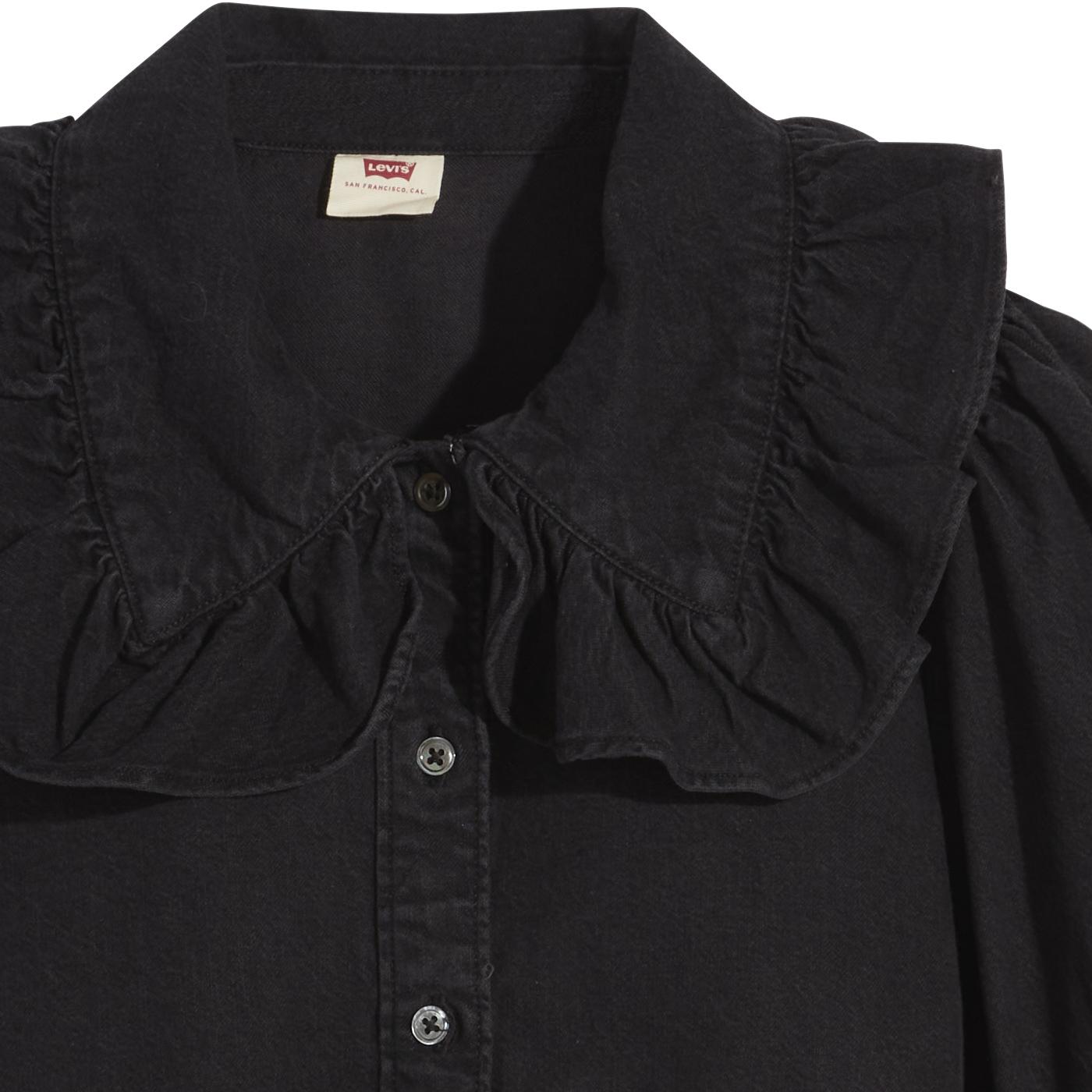 Emilie LEVI'S Retro 70s Frill Collar Shirt in Black Rose