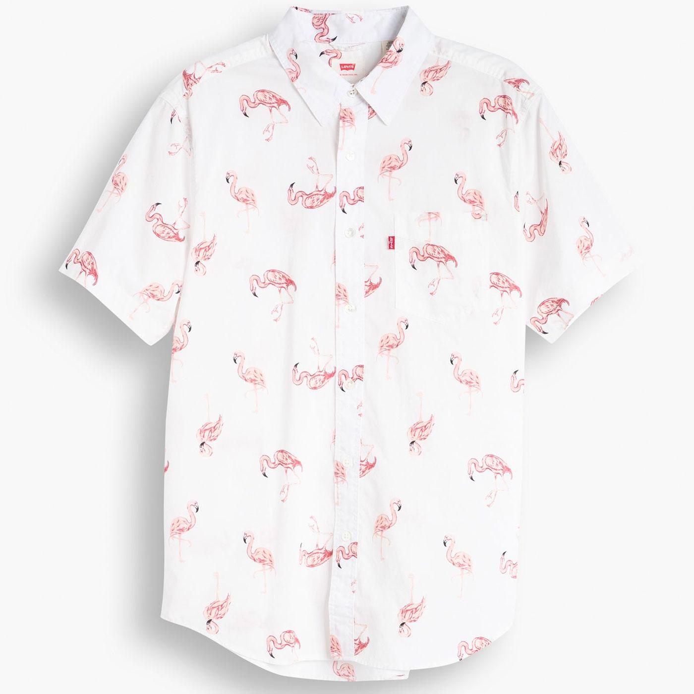 LEVI'S Men's Retro 70s Short Sleeve Flamingo Print Shirt