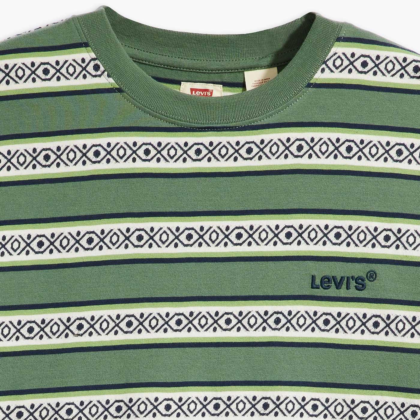 Levi Jeans Red Tab Striped Vintage Tee in Otis Geo Stripe Green