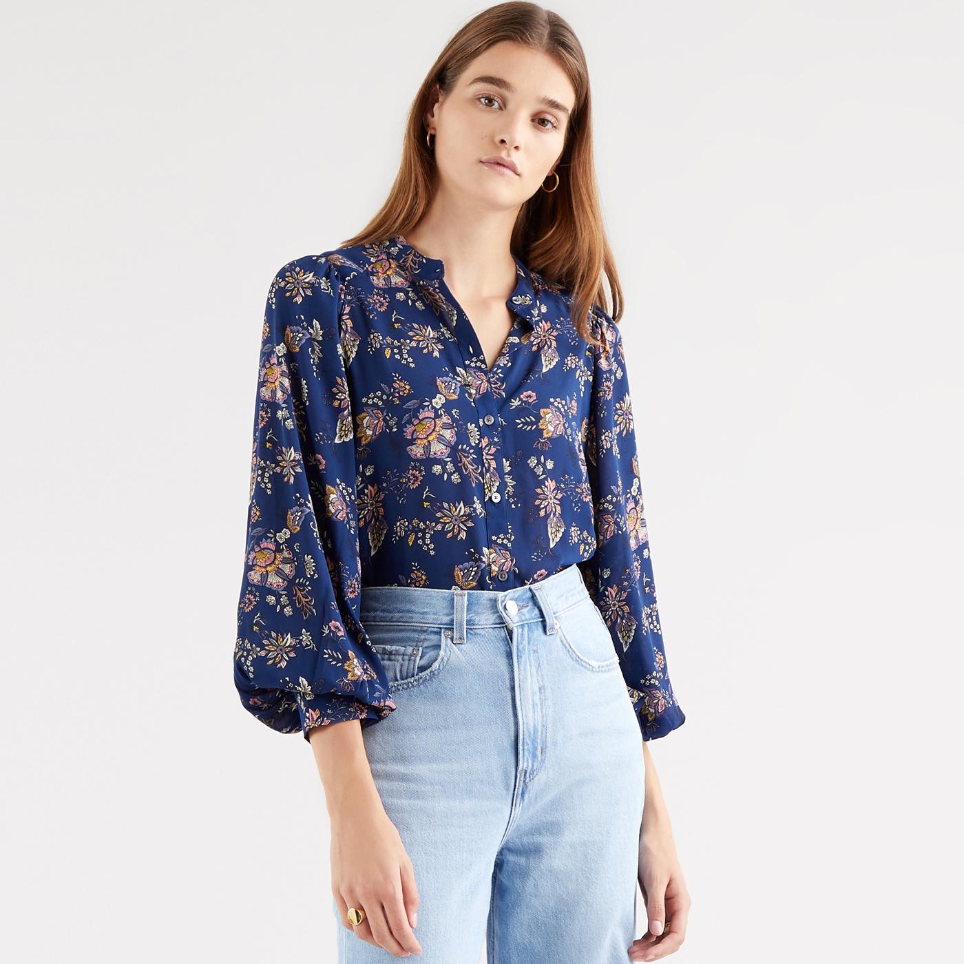 Hadley LEVI'S Jacobean Floral Paisley Blouse in Navy Peony