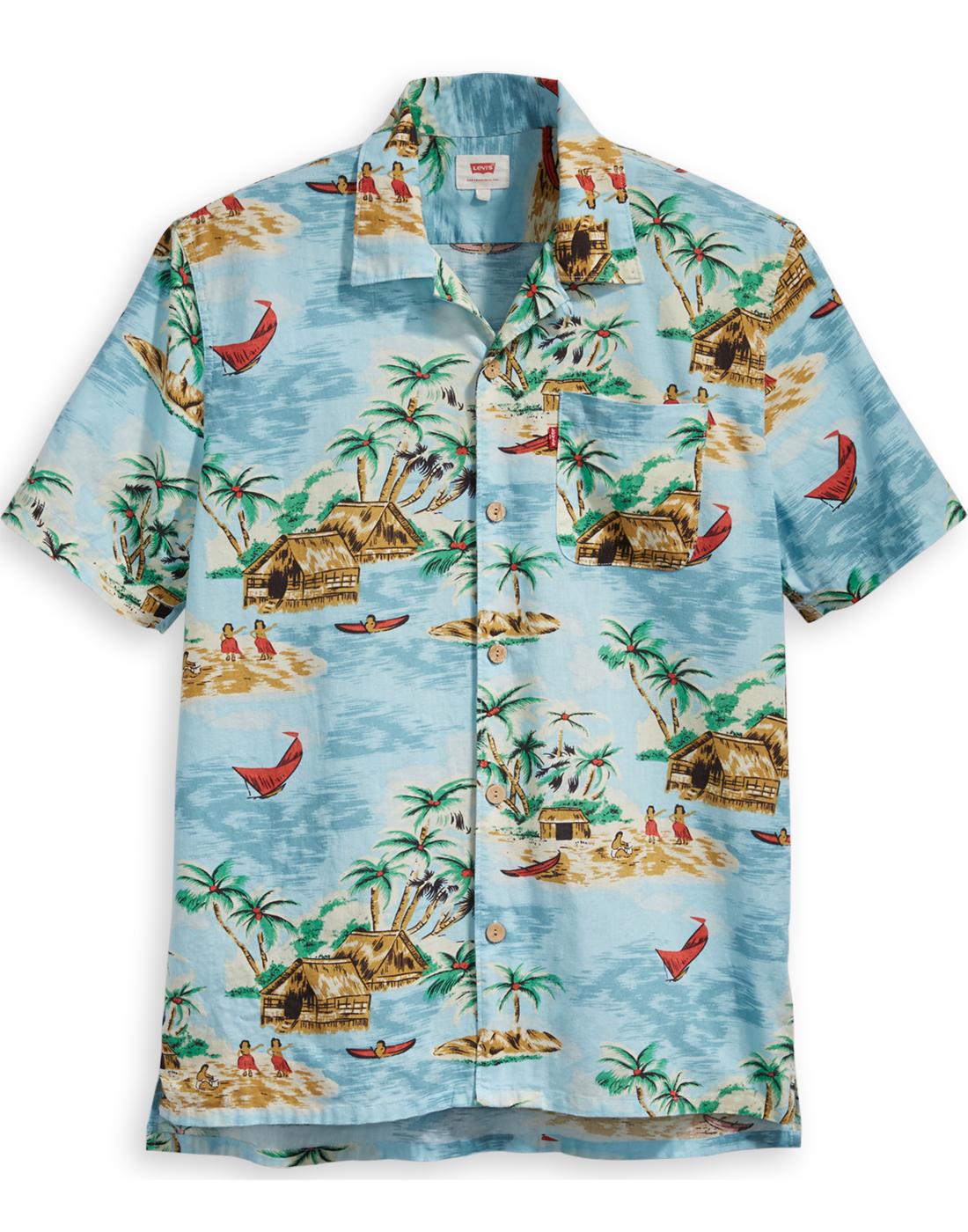 LEVI'S Mens Retro 1950s Resort Print Hawaiian Shirt in Cameo