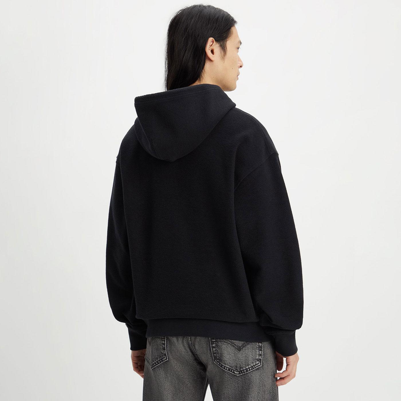 Levi's Retro 80s Relaxed Headline Logo Terry Hoodie in Caviar