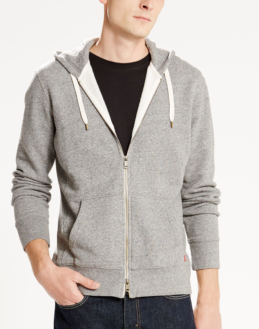 levi's grey zip hoodie