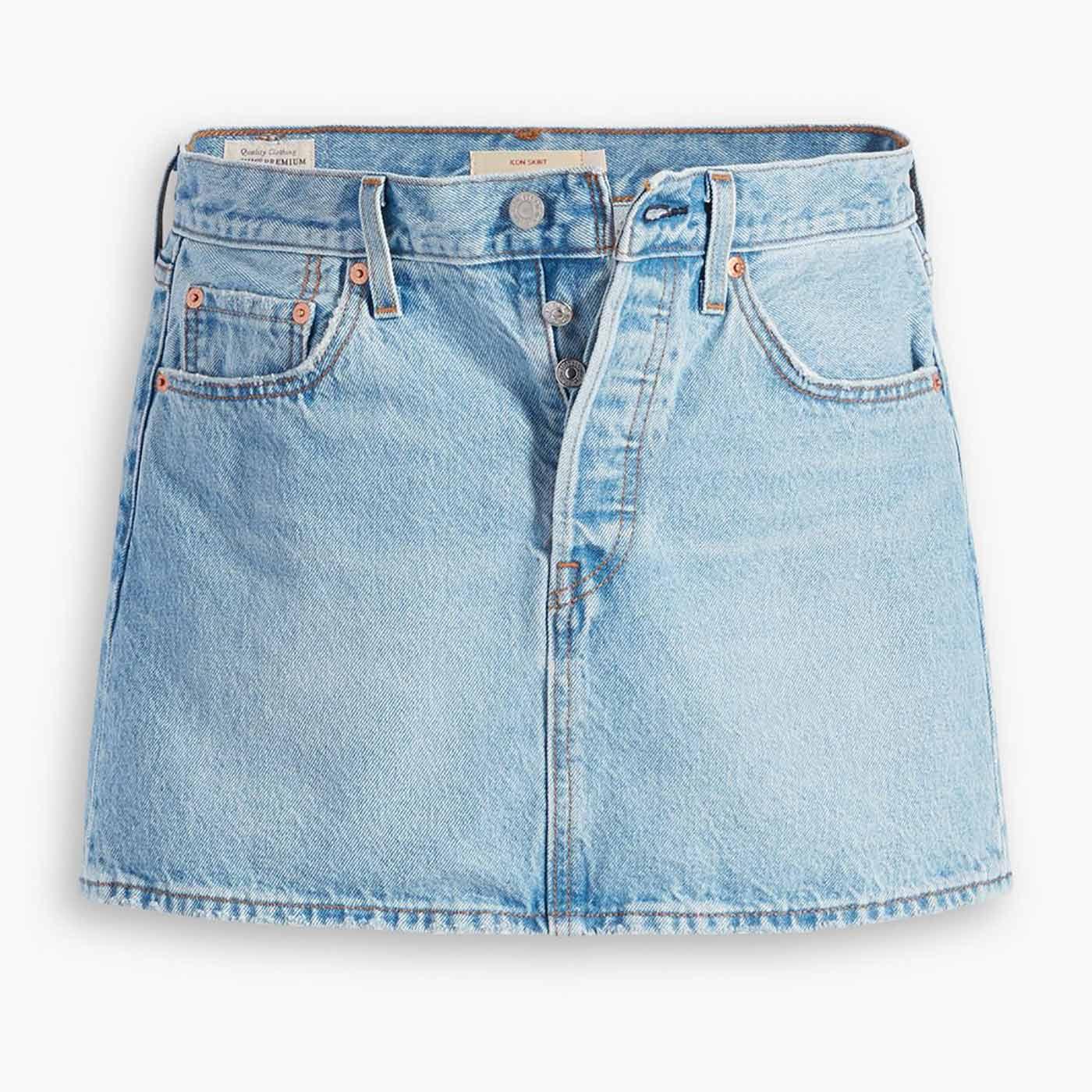 Levi’s Icon Retro Denim Mid-Rise Mini Skirt Light Indigo Worn In