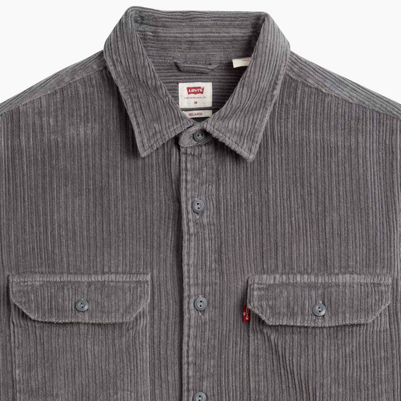 LEVI'S® Jackson Retro Jumbo Cord Worker Shirt in Pewter Grey