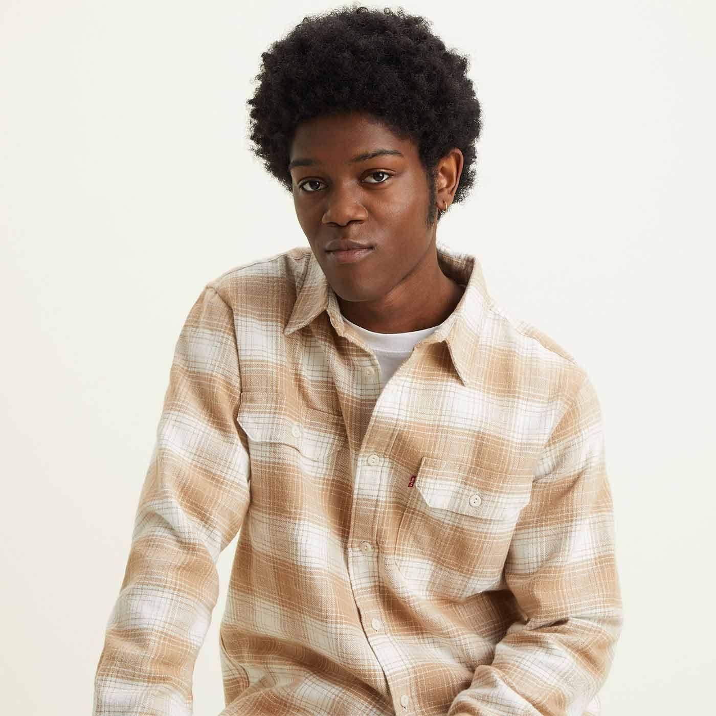 Jackson LEVI's® Retro Flannel Check Worker Shirt Iced Coffee